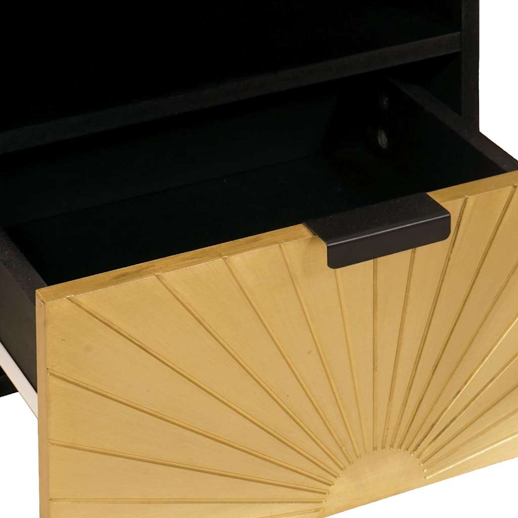 TV Cabinet Black and Gold 70 x 33 x 46 cm Solid mango wood